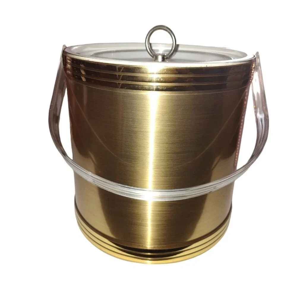 Vintage Gold Wrapped Ice Bucket Barware Made in USA